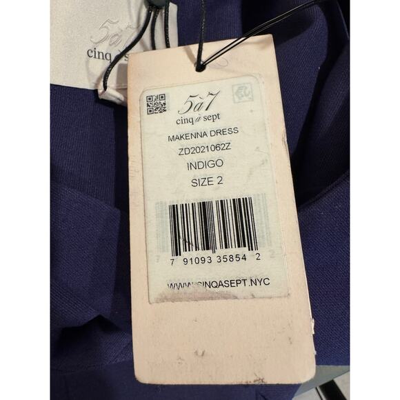 Cinq a Sept NWT Indigo Makenna Dress Keyhole Cutout Back Knee Length Dress 2 - Picture 6 of 9